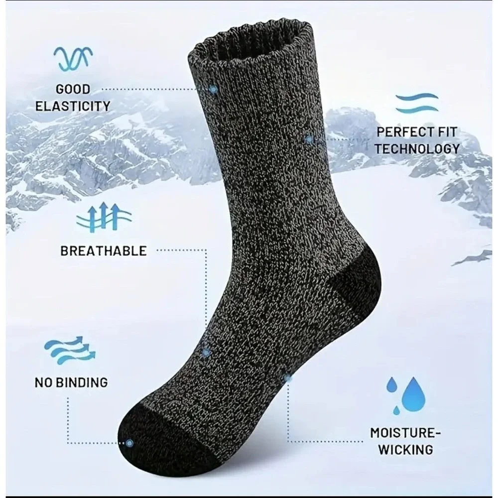 Thick‎ Merino Wool Thermal Mid-Calf Hiking Socks 7-12 Winter Multiple Colors 5pk